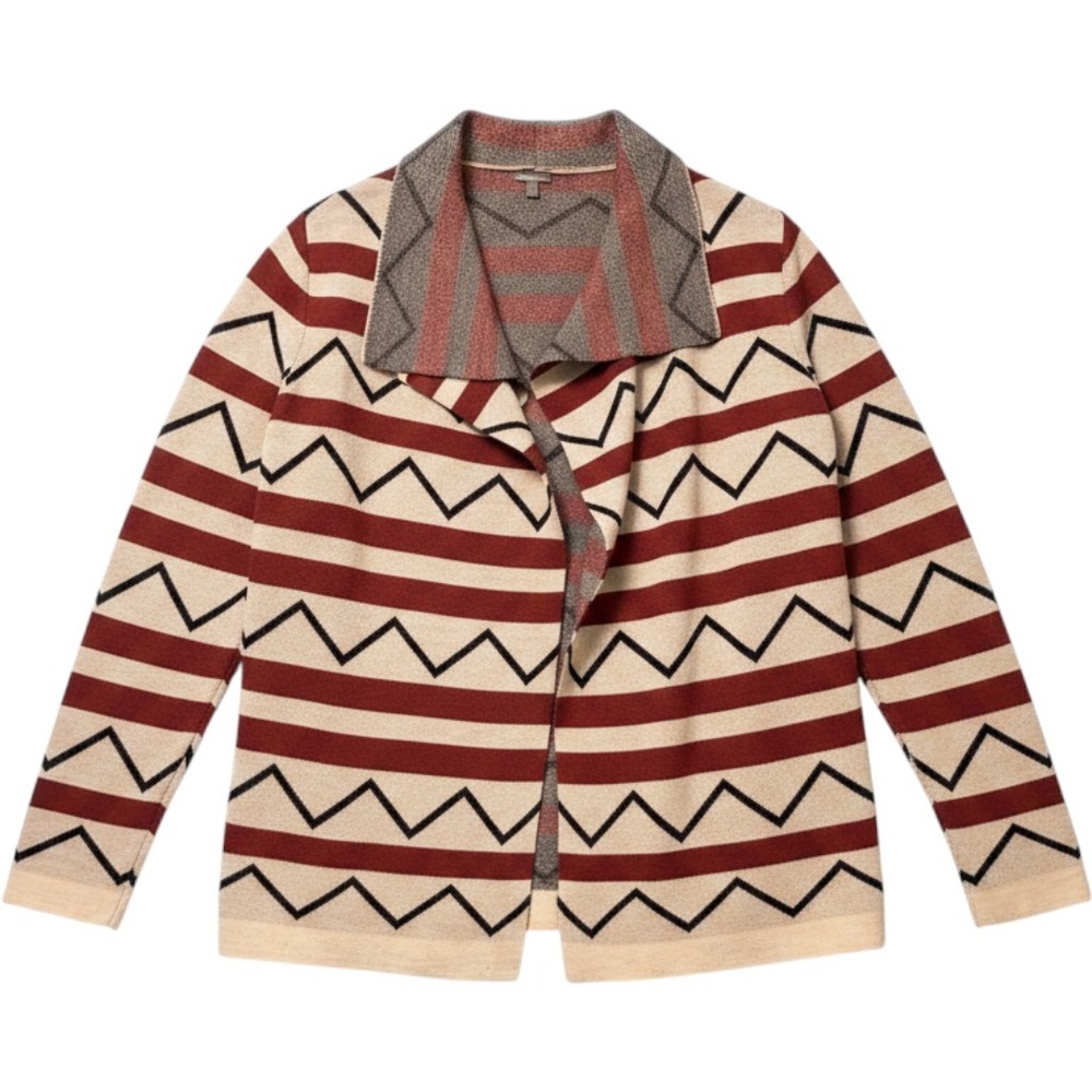 Charlotte Russe Open‎ Front Chevron Stripe Cardigan Sweater Red Cream Small